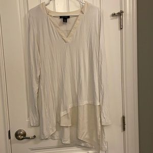 White with ivory asymmetrical top